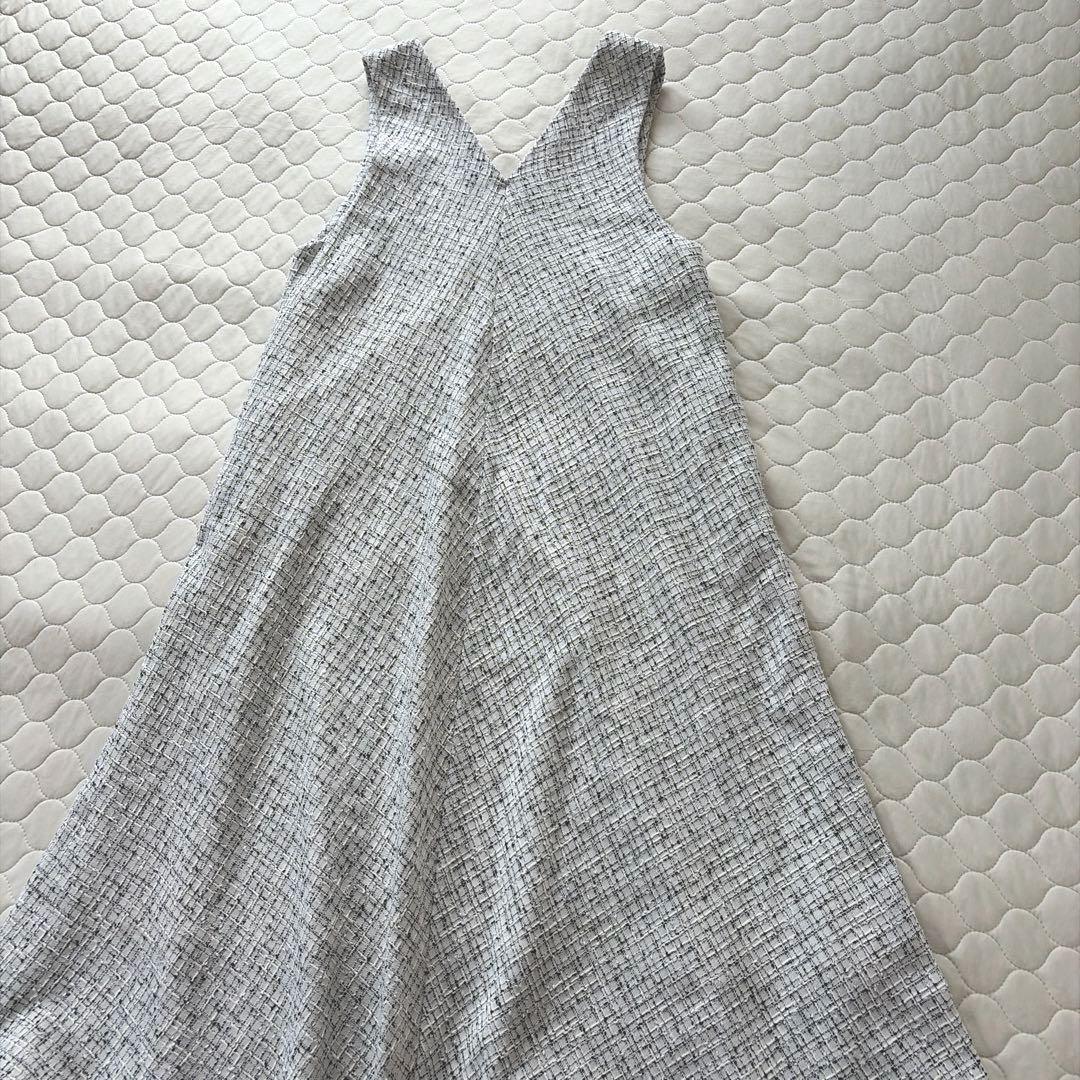 【美品】BEARDSLEY✴︎ツイードフレアワンピース　ホワイト サイズ1