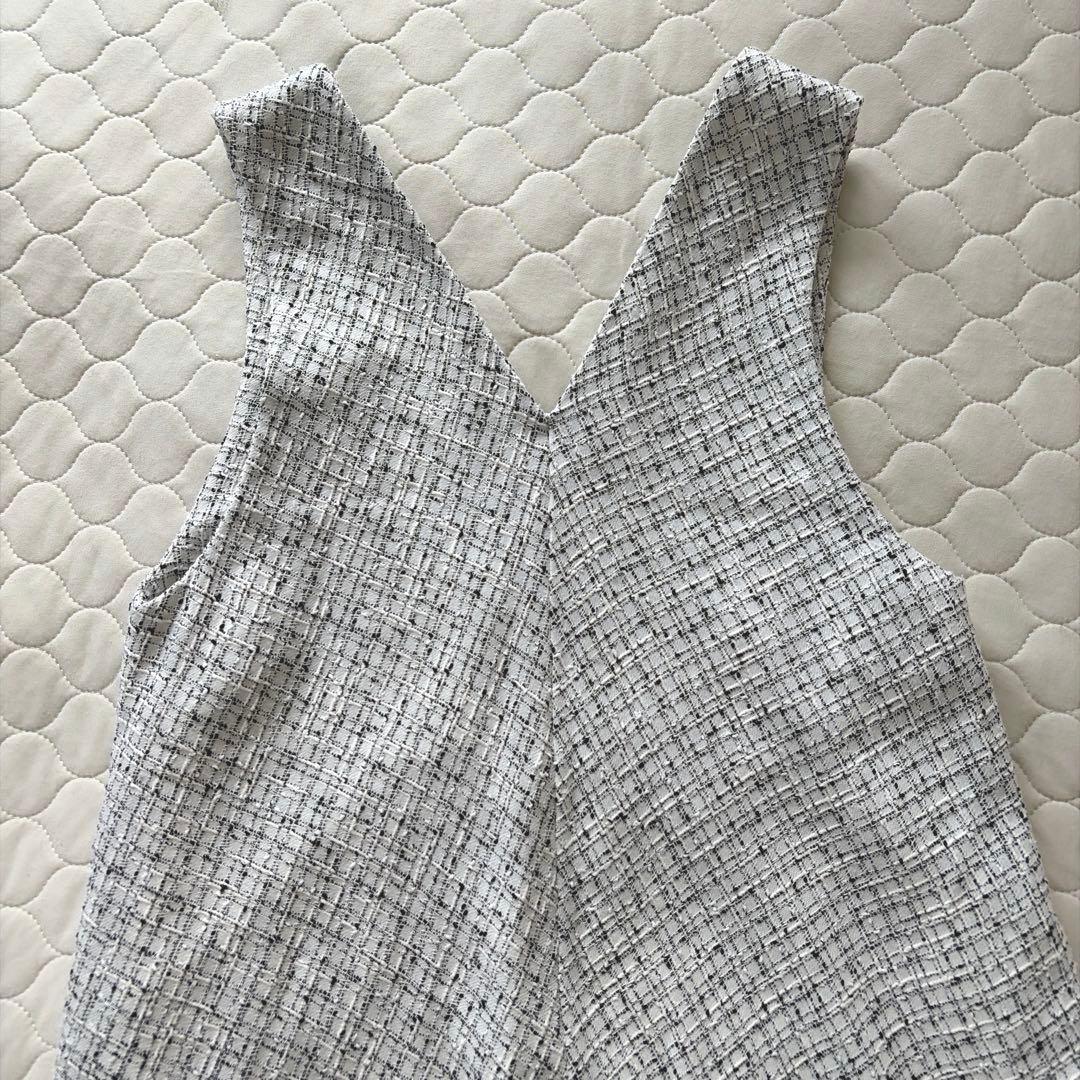 【美品】BEARDSLEY✴︎ツイードフレアワンピース　ホワイト サイズ1