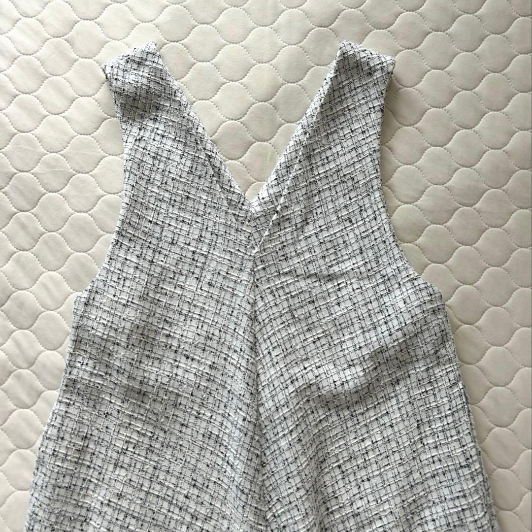 【美品】BEARDSLEY✴︎ツイードフレアワンピース　ホワイト サイズ1