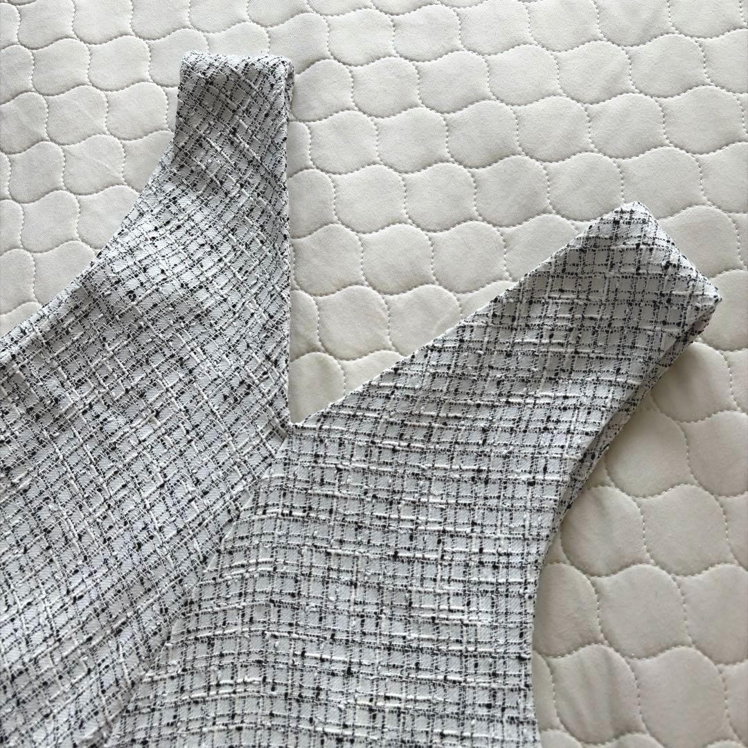 【美品】BEARDSLEY✴︎ツイードフレアワンピース　ホワイト サイズ1