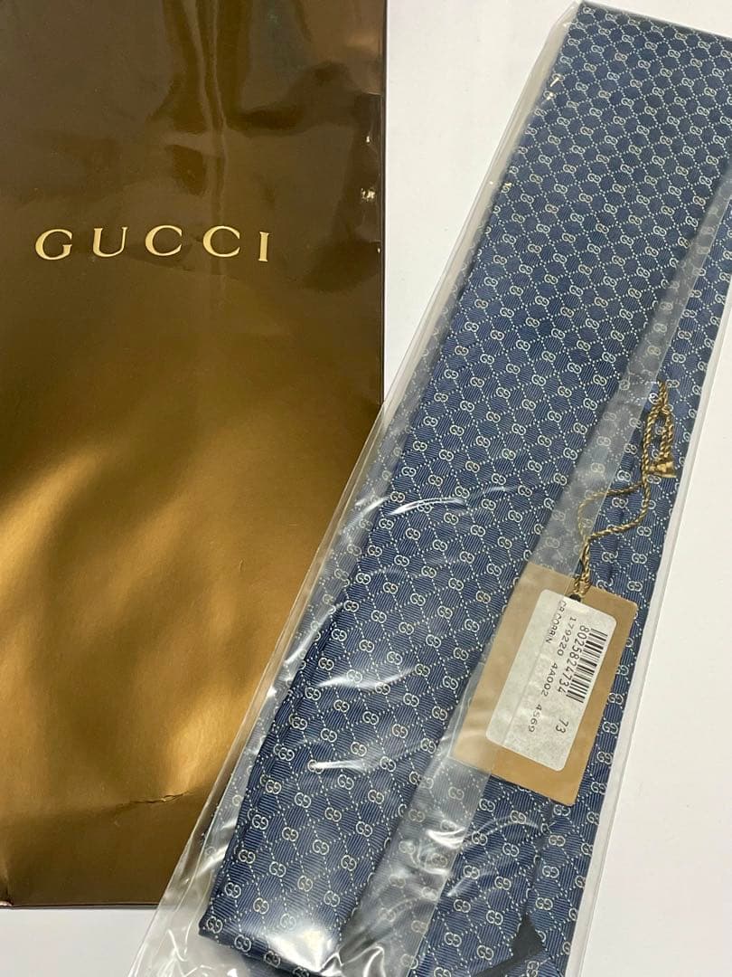 【値下げ】GUCCI ネクタイ 未使用 タグ付き GG柄 ネイビー グッチ
