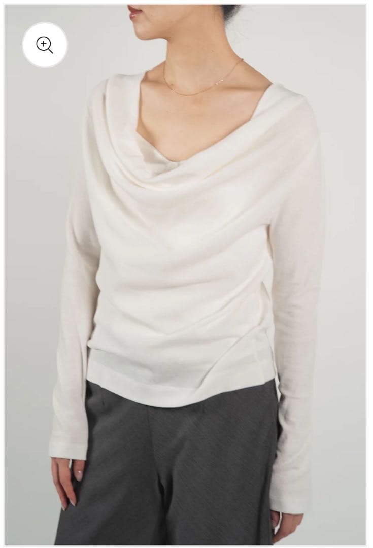試着のみ　PHERE Scheat 2way drape tops_white