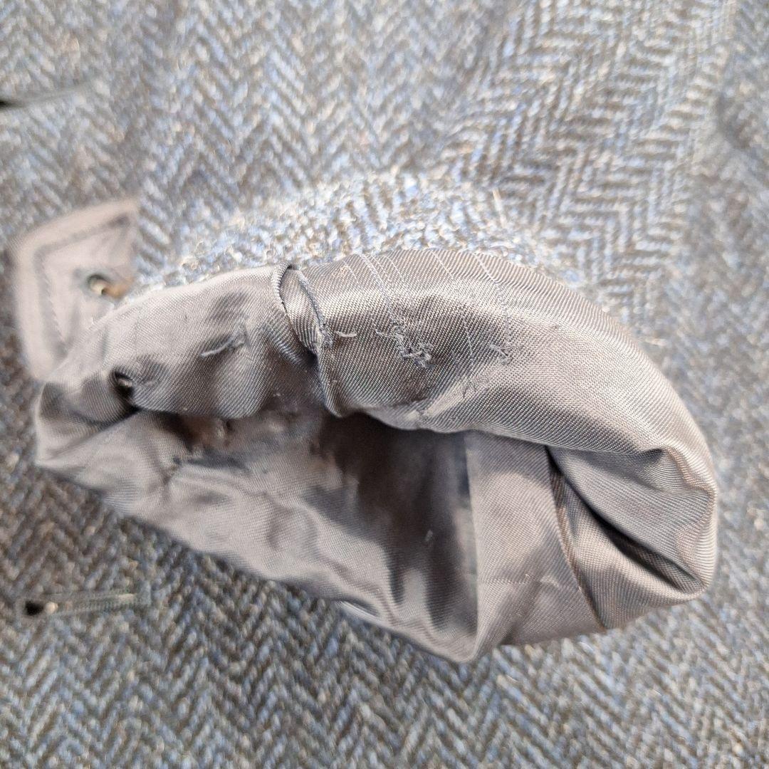 BEAMS　ハリスツイード　スタンドカラー　ウールコート　ヘリンボーン　紺　M