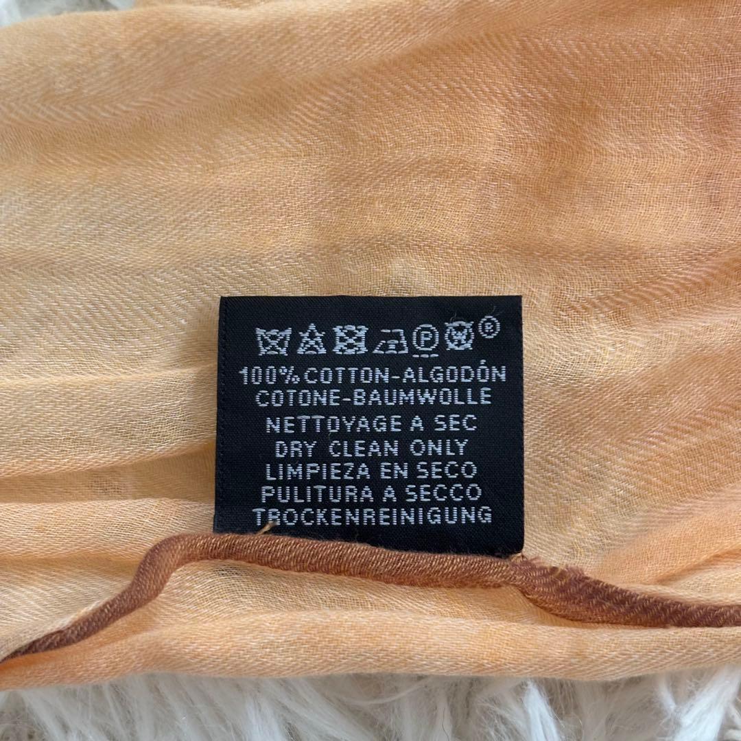 HERMÈS エルメス Hロゴ コットン ショール ストール マフラー オレンジ