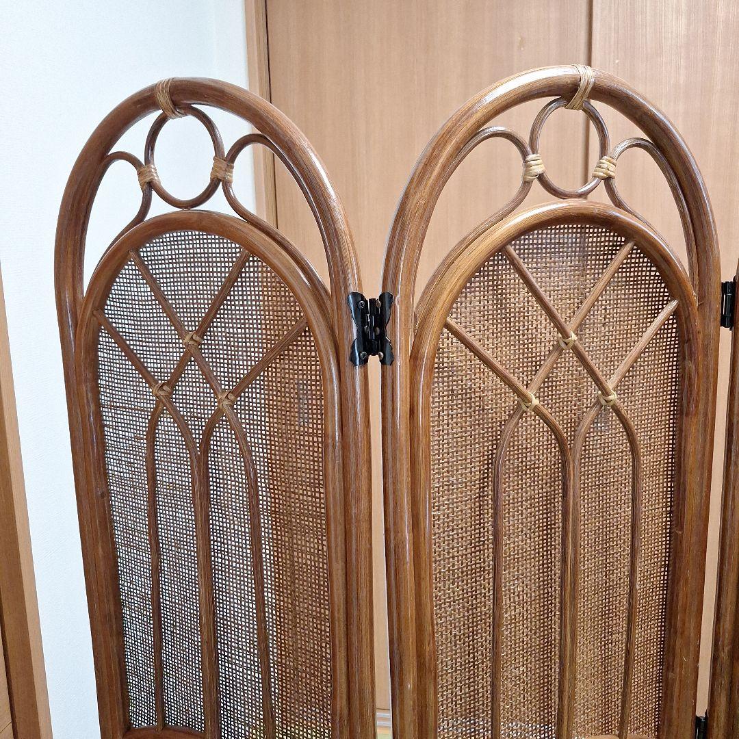 更にお値下げ❗ ウッドラタン アーチ型パーテーション 4連