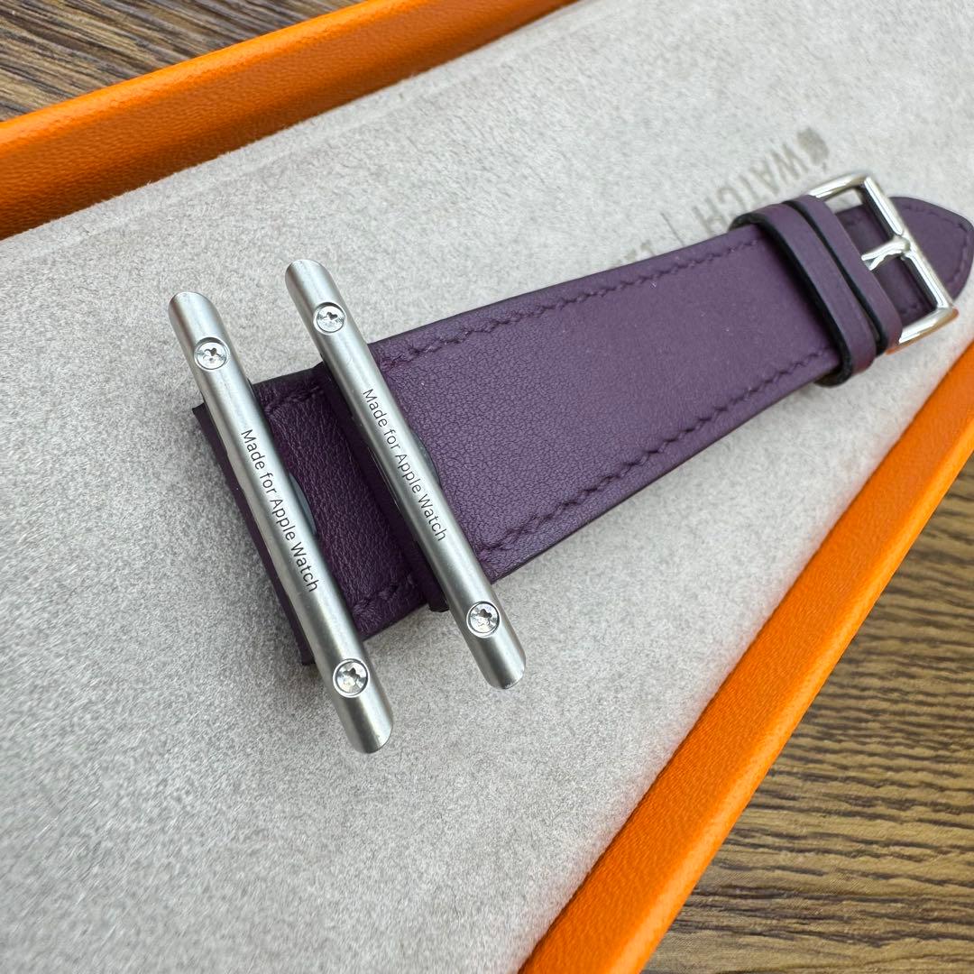 2466 希少　Apple Watch エルメス　カシス　紫　レザーバンド
