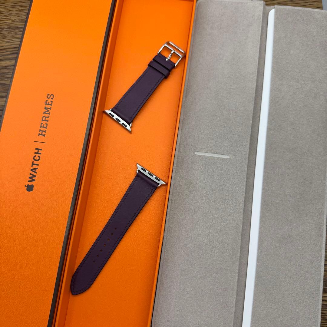 2466 希少　Apple Watch エルメス　カシス　紫　レザーバンド