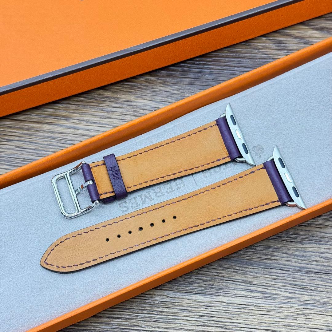 2466 希少　Apple Watch エルメス　カシス　紫　レザーバンド