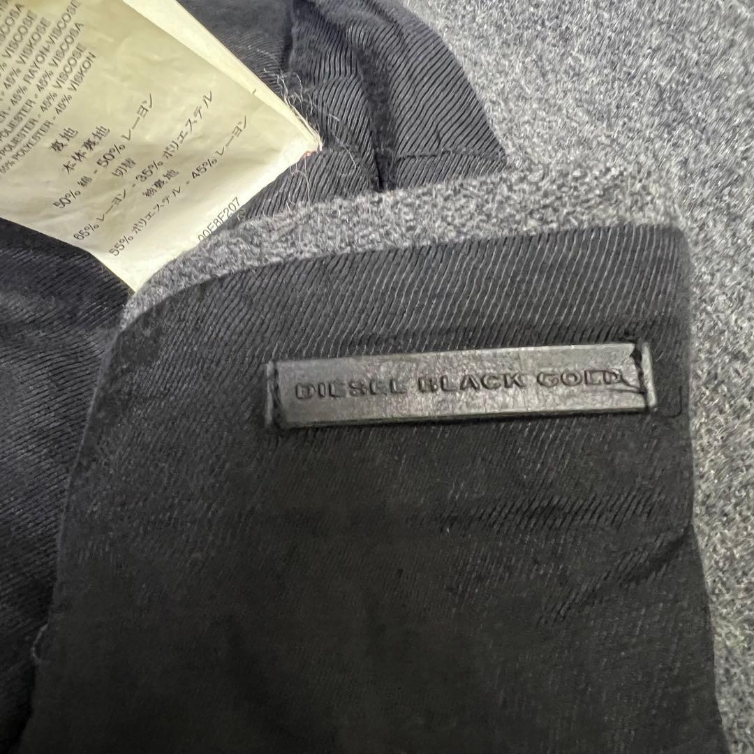 【希少柄✨️】ディーゼルブラックゴールド 裏地総柄 袖レザー チェスターコート