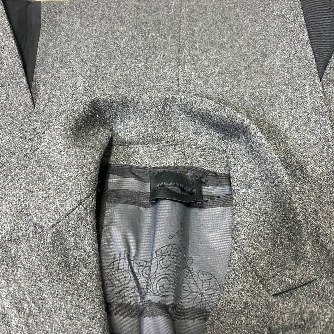 【希少柄✨️】ディーゼルブラックゴールド 裏地総柄 袖レザー チェスターコート