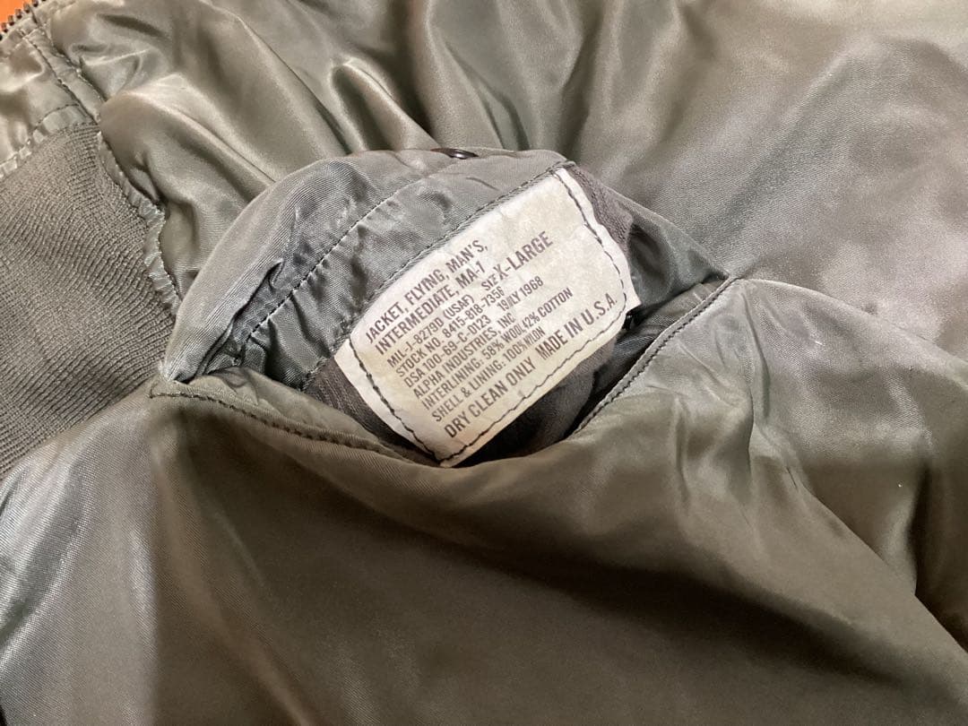 ALPHA アルファ 1968年 MA-1 USA製 MIL-J-8279D