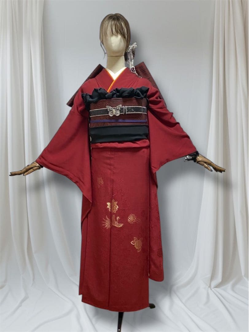 本日限定価格！！振袖フルセット 山本寛斎 小物フルセット 赤 レッド