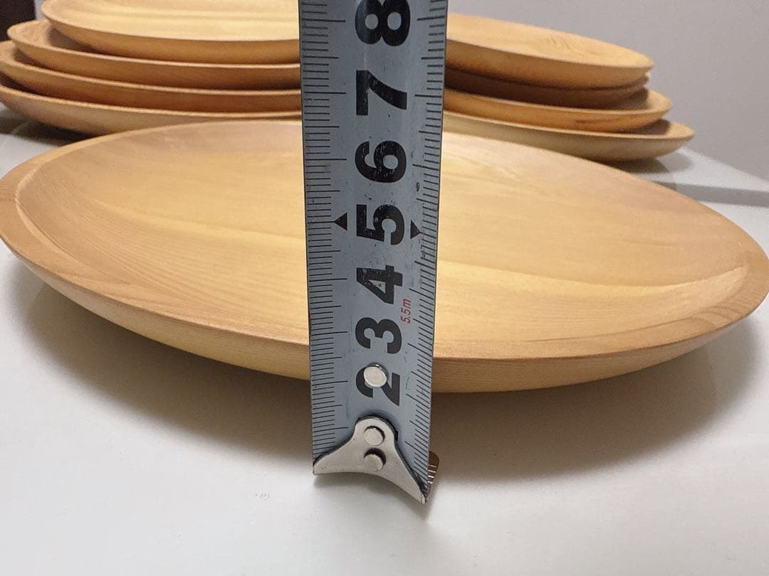 【未使用品】木製皿 円形 ナチュラルウッド　9枚