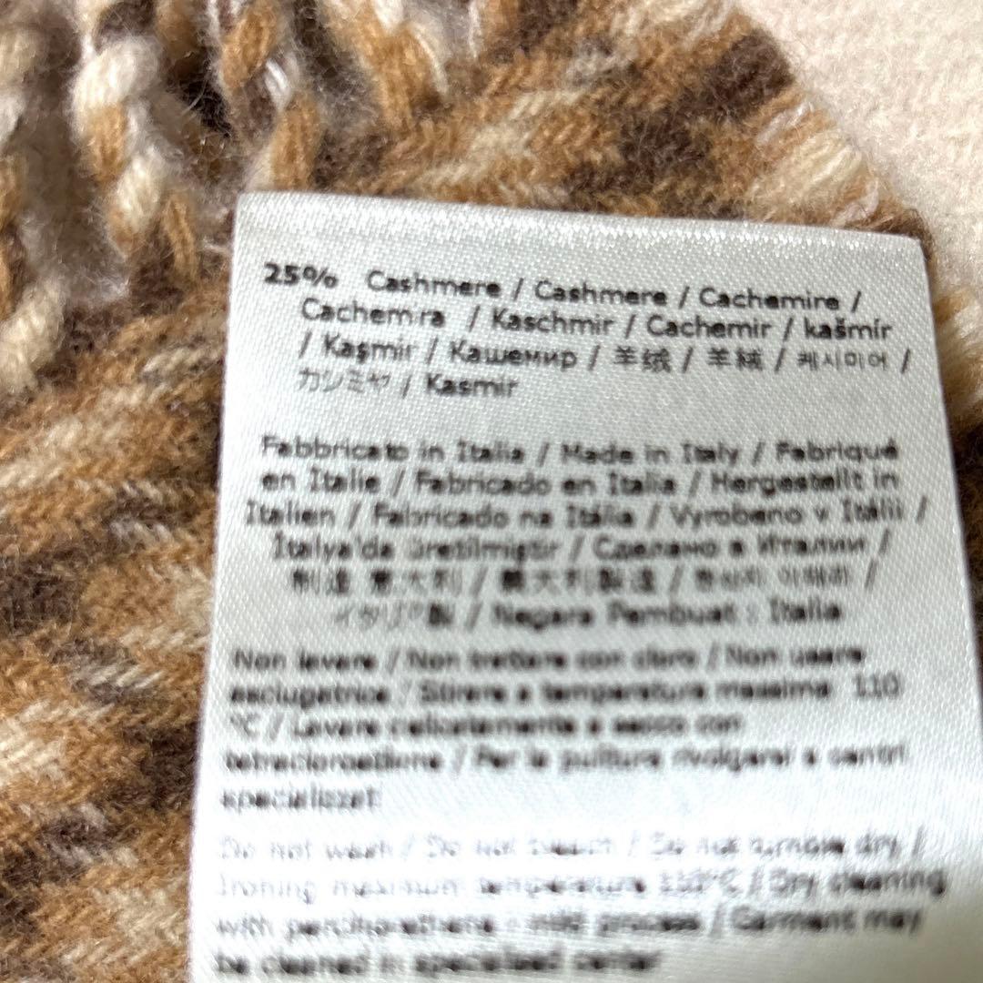 FENDI 【美品】マフラー　ロゴ　チェック柄　ベージュ　ブラウン　カシミア