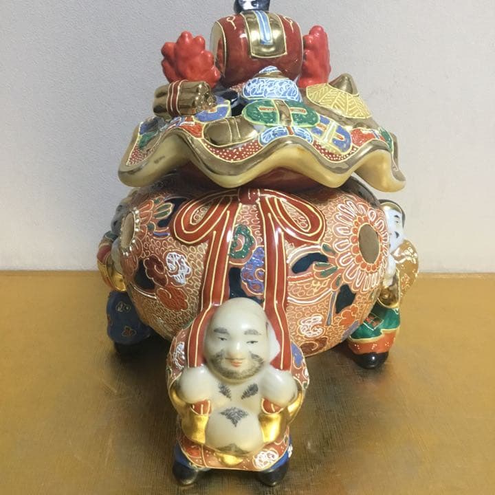 九谷焼　香炉　七福神　恵比寿大黒布袋様宝づくし　縁起置物
