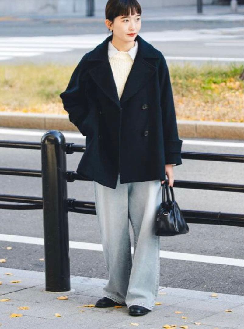 新品　URBAN RESEARCH スーパー100メルトンPコート　D.NAVY