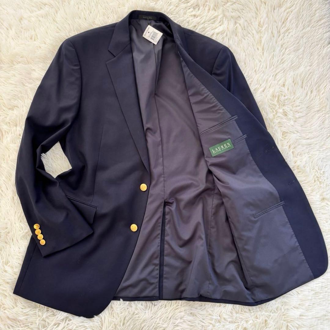 未使用ラルフローレンRALPH LAUREN 金釦紺ブレ2Bテーラードジャケット