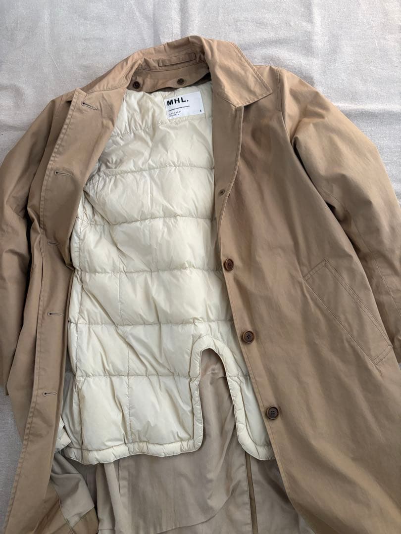 マーガレットハウエル ロングステンカラーコート ダウンライナー付 ベージュ II