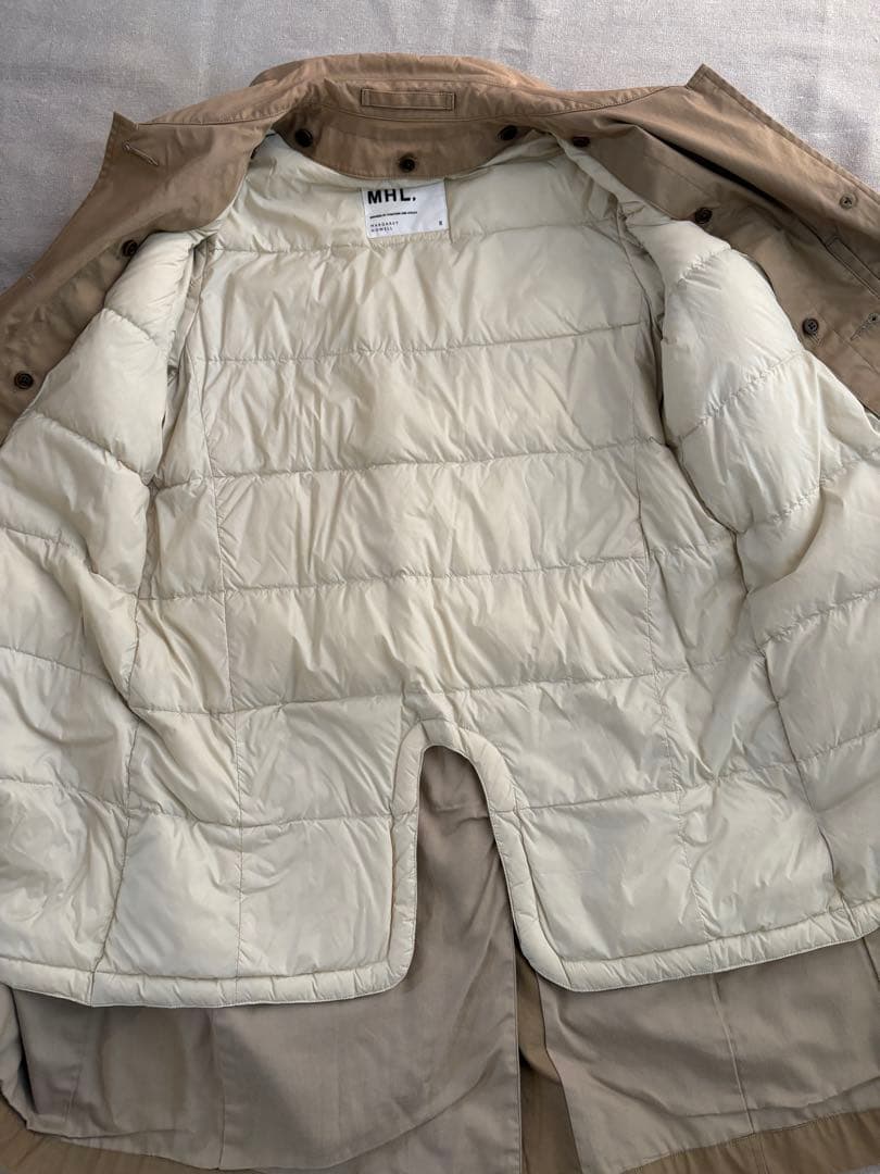 マーガレットハウエル ロングステンカラーコート ダウンライナー付 ベージュ II