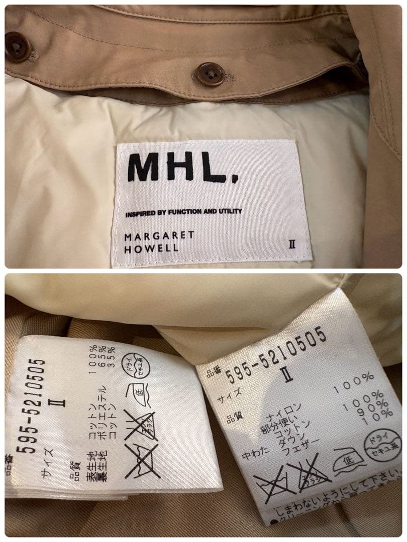 マーガレットハウエル ロングステンカラーコート ダウンライナー付 ベージュ II