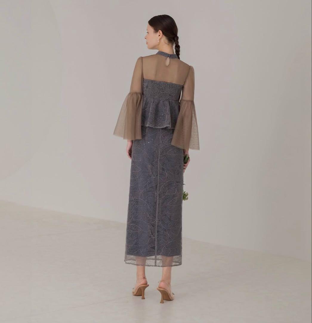 スパンコールビジューボタンセットアップワンピースドレス