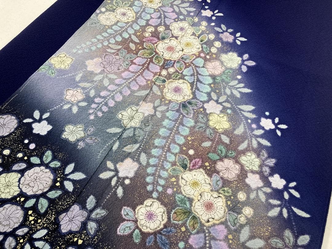 未使用 翠山工房 辻が花 絞り やまと 辻ヶ花 袷 訪問着 紫 黒 紫紺1388