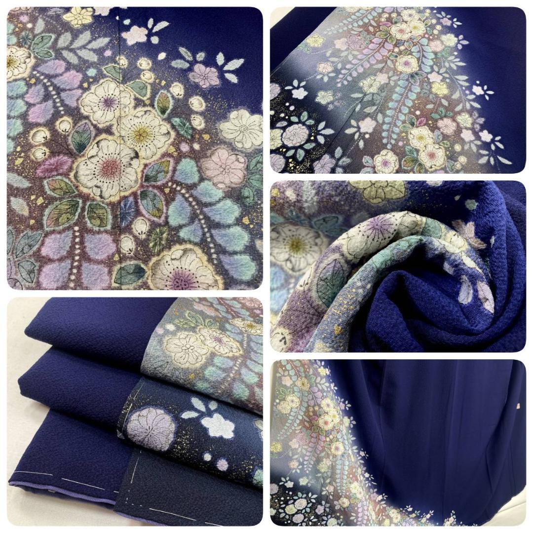 未使用 翠山工房 辻が花 絞り やまと 辻ヶ花 袷 訪問着 紫 黒 紫紺1388