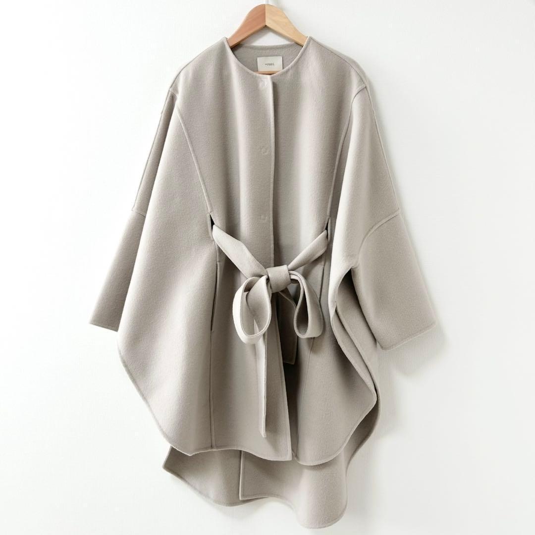 美品✨LE PHIL ソフトウールリバーポンチョ　ベージュ