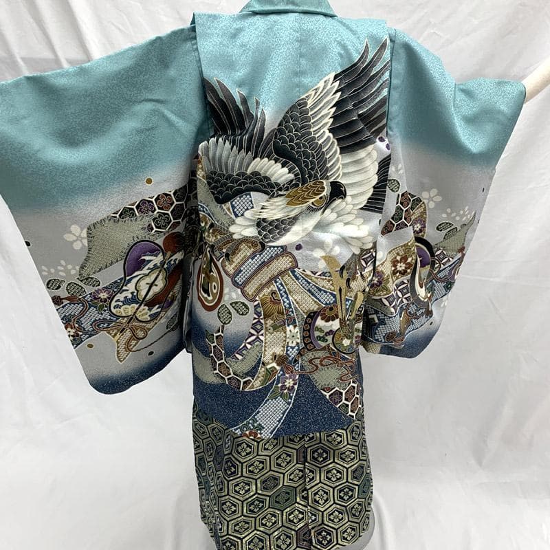 507ab54■七五三 五歳 男児 着物&羽織&袴&角帯&長襦袢&小物■美品