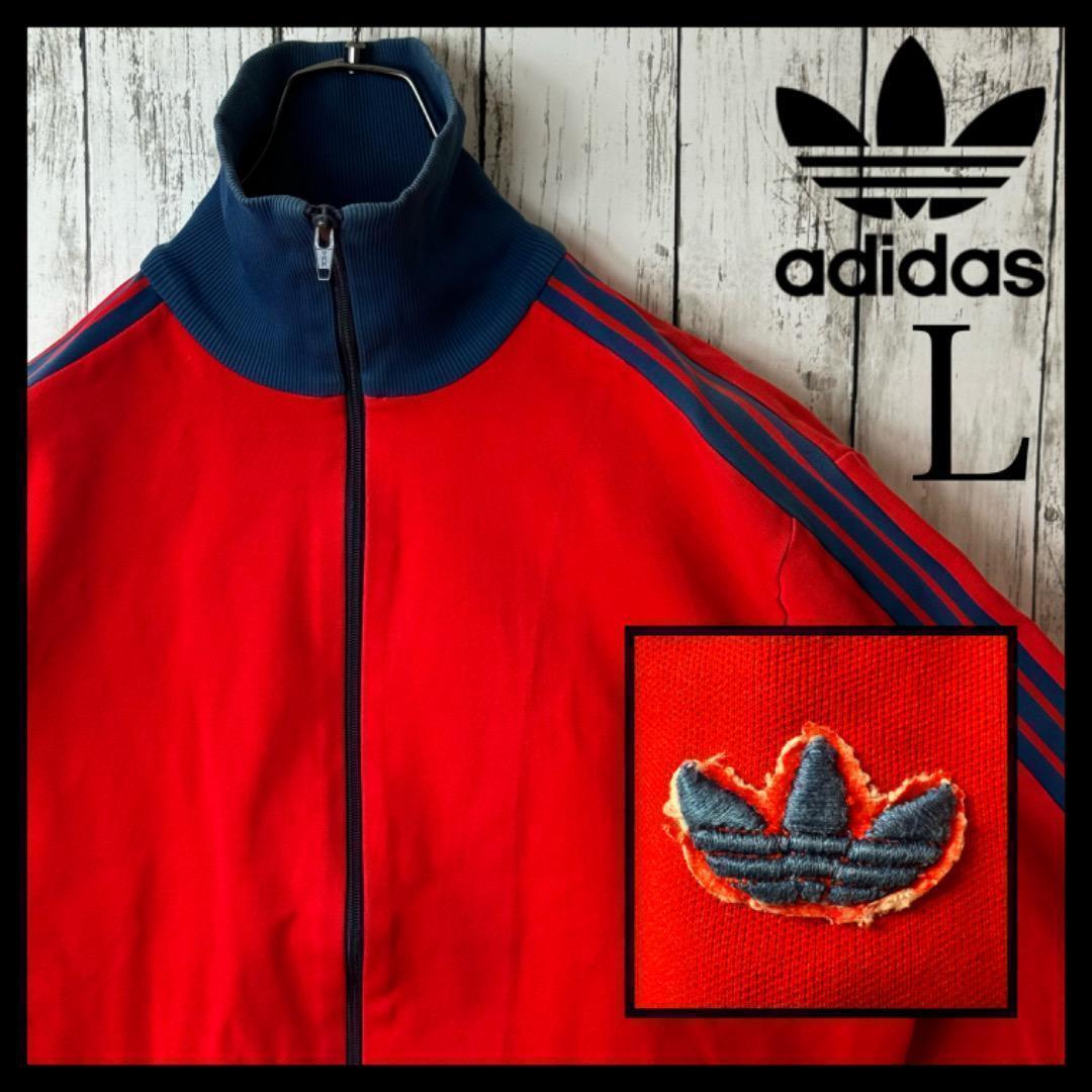 【超希少】アディダス デサント ジャージ レッド ネイビー 4号 L 赤 青