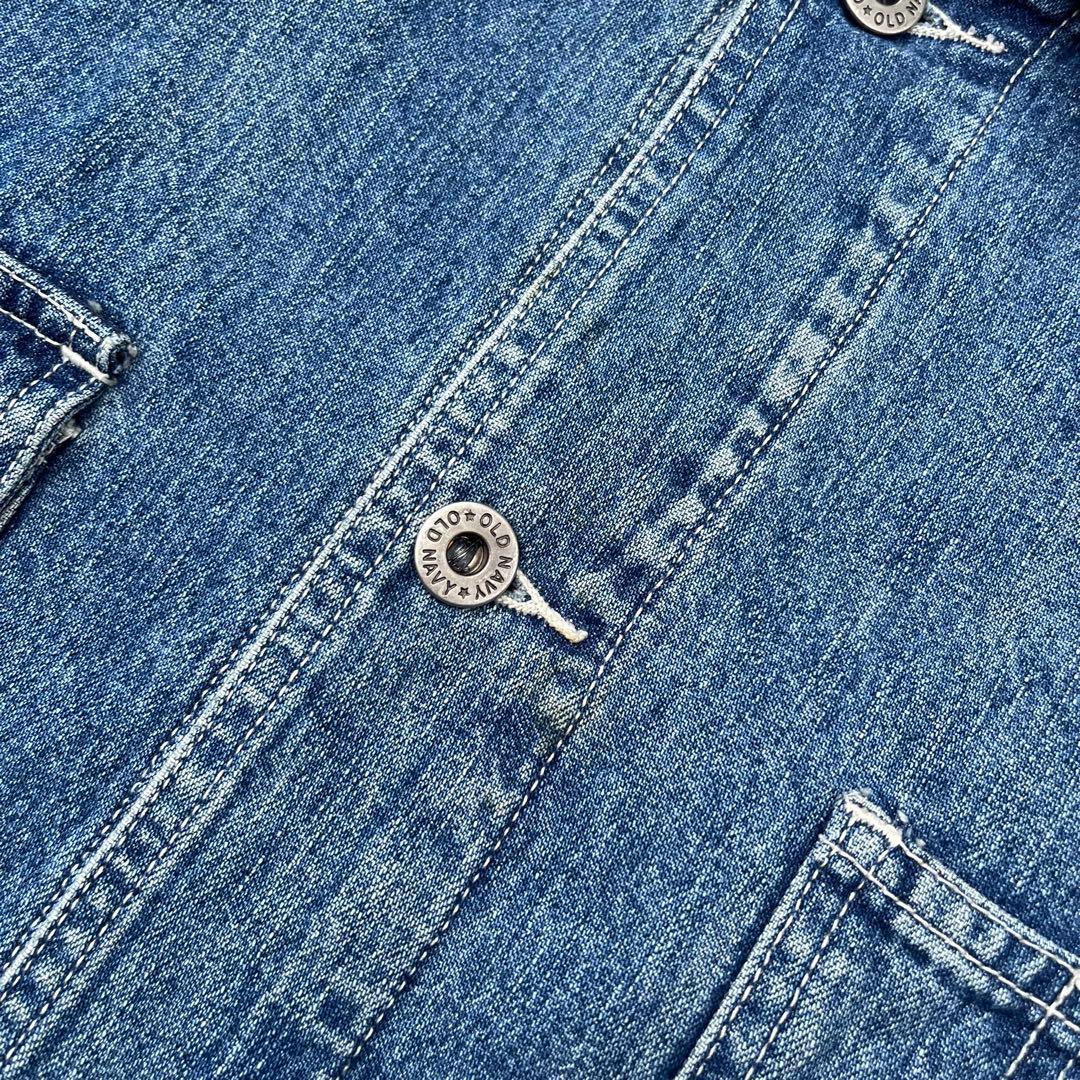 90s OLD NAVY デニムカバーオール 裏地ネル 襟コーデュロイ XL