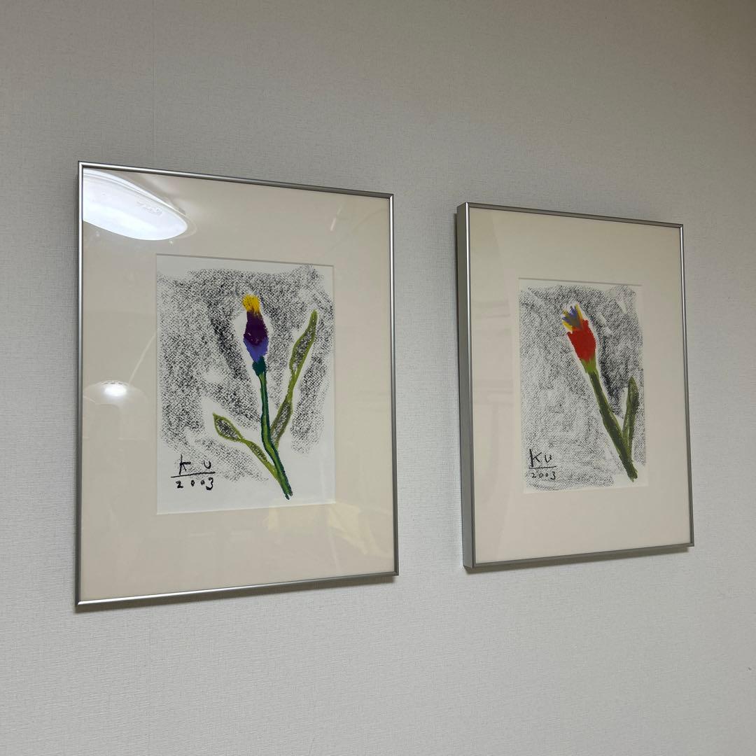 希少 黒田征太郎 絵画 セット フラワー 花 イラスト 原画 ブルータス