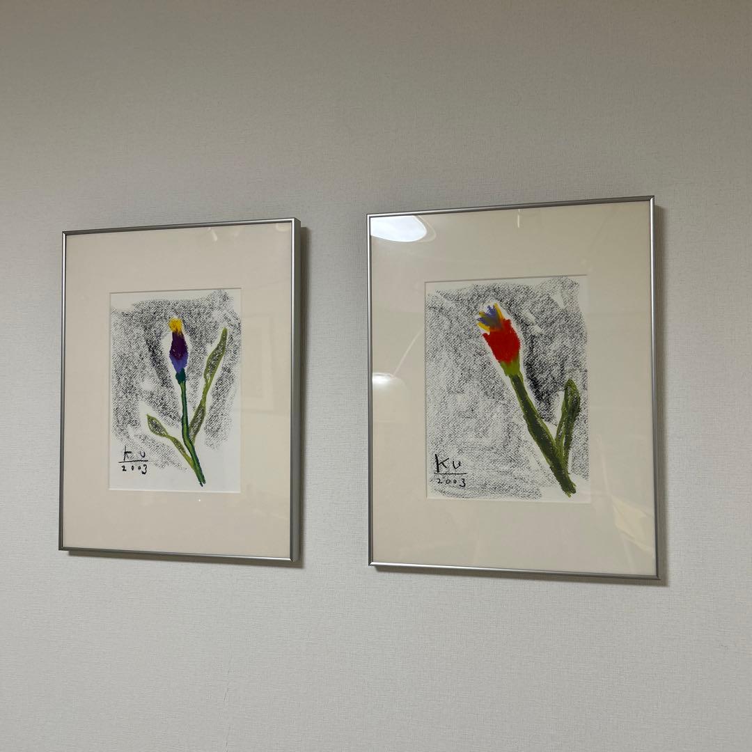 希少 黒田征太郎 絵画 セット フラワー 花 イラスト 原画 ブルータス