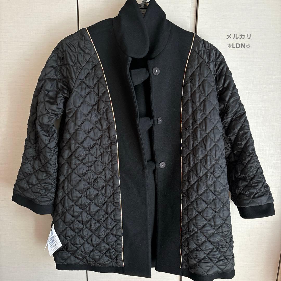 バーバリーロンドン エンベリッシュト メルトンウール スウィングコート 140黒