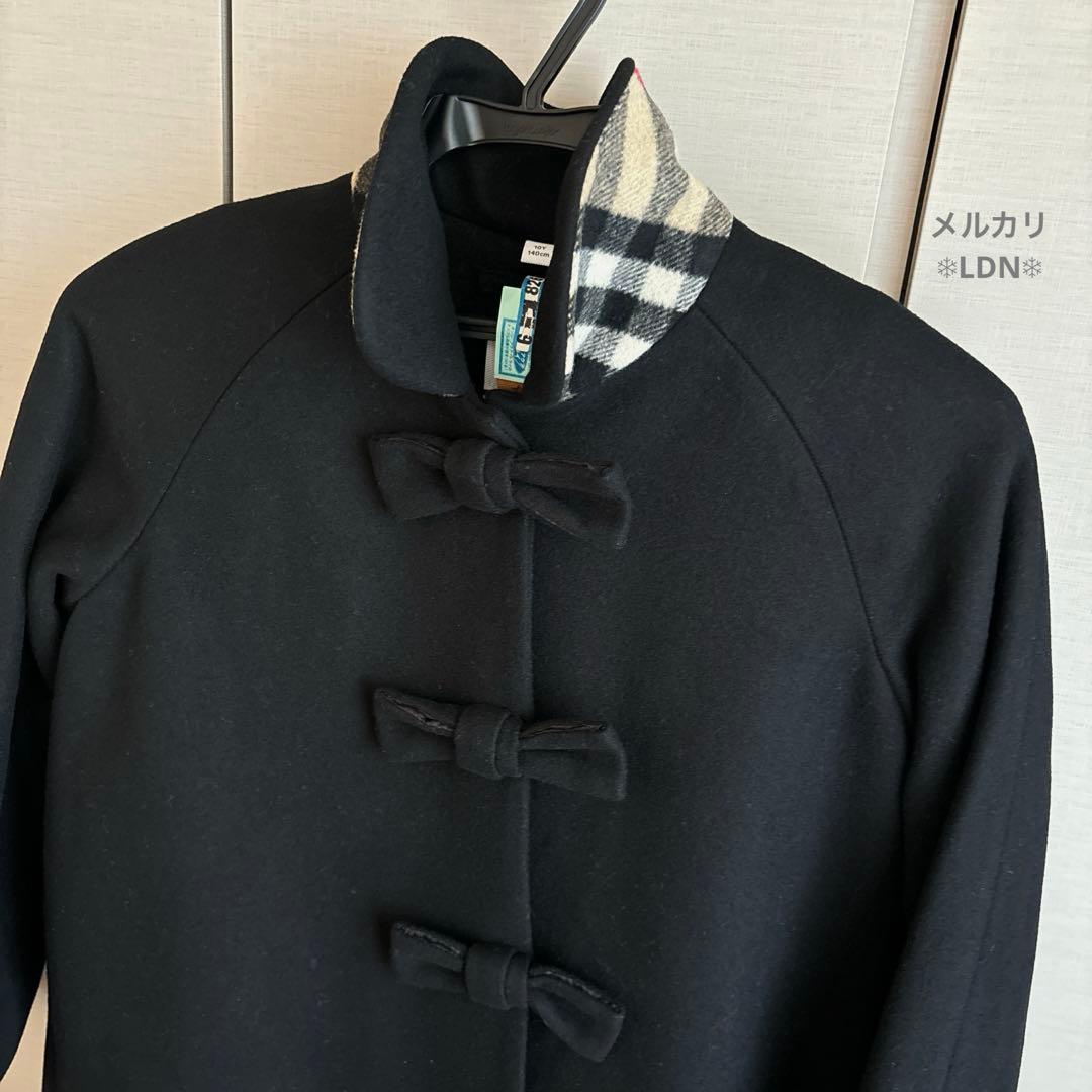 バーバリーロンドン エンベリッシュト メルトンウール スウィングコート 140黒