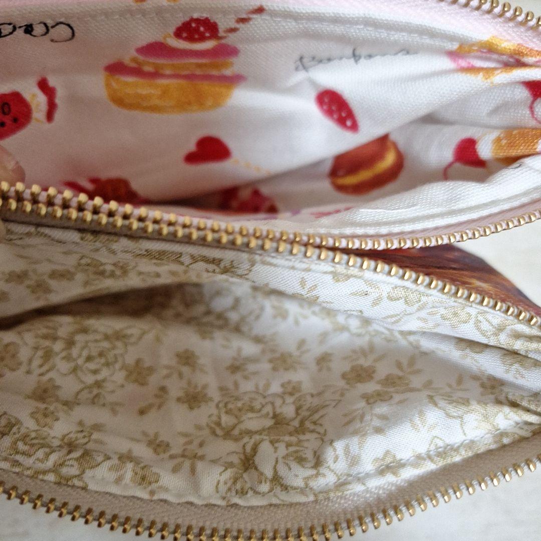 激レアポメラニアンパネル生地　ハンドメイド　フラットポーチ　まちなしバッグ