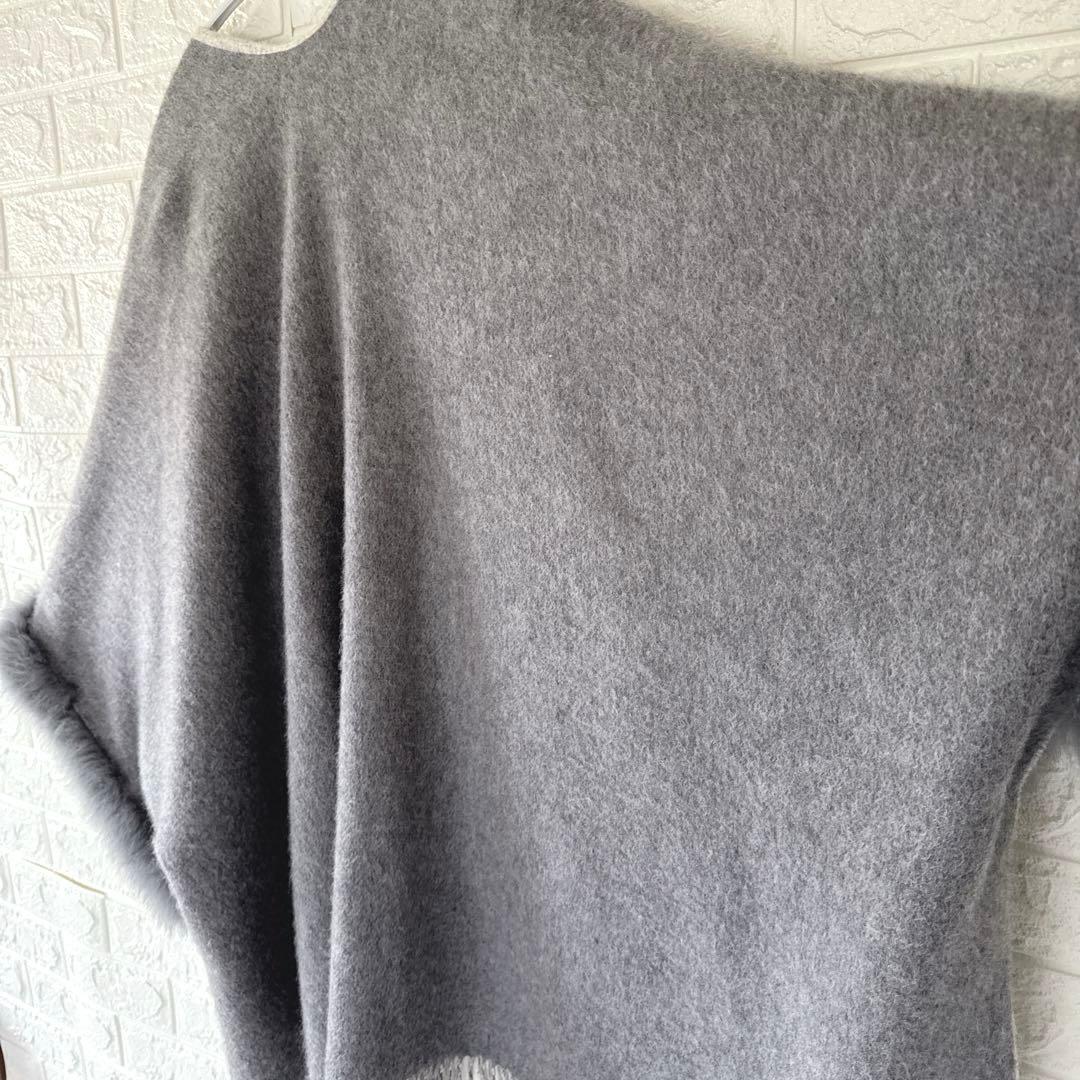 【ゆまぷり美品】DAMA カシミヤ100% フォックスファー ポンチョ