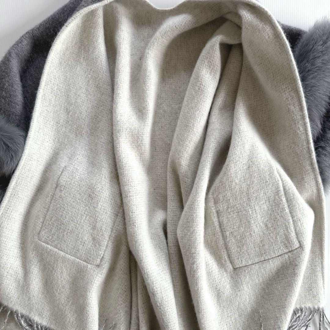 【ゆまぷり美品】DAMA カシミヤ100% フォックスファー ポンチョ