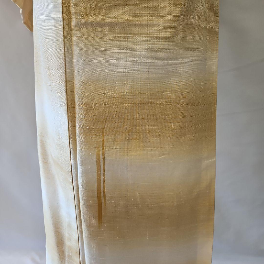 最終お値下げ‼️☆紬☆単衣☆居敷当て付き☆薄い黄土色の暈し☆横段☆身幅たっぷり