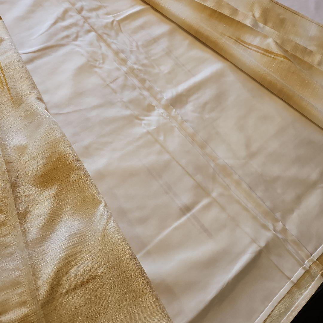 最終お値下げ‼️☆紬☆単衣☆居敷当て付き☆薄い黄土色の暈し☆横段☆身幅たっぷり