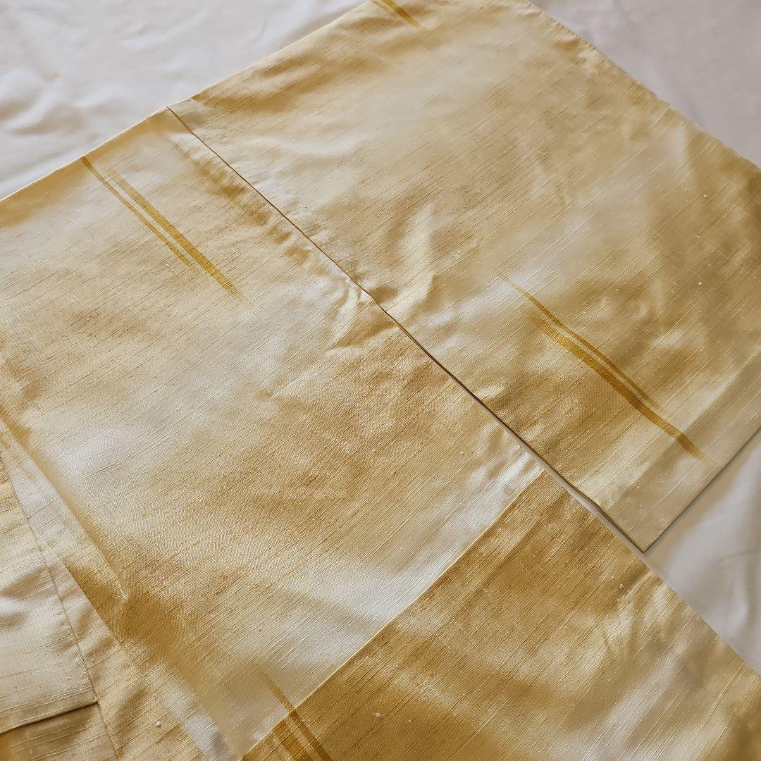 最終お値下げ‼️☆紬☆単衣☆居敷当て付き☆薄い黄土色の暈し☆横段☆身幅たっぷり