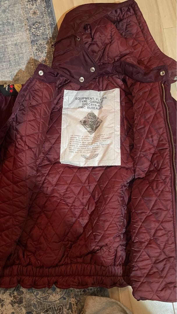 o*n様 バーガンディ MA-1ジャケット ダブルジッパー