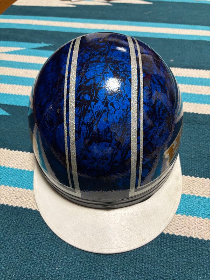 HONDA コルク半ヘルメット 青ラップ塗装