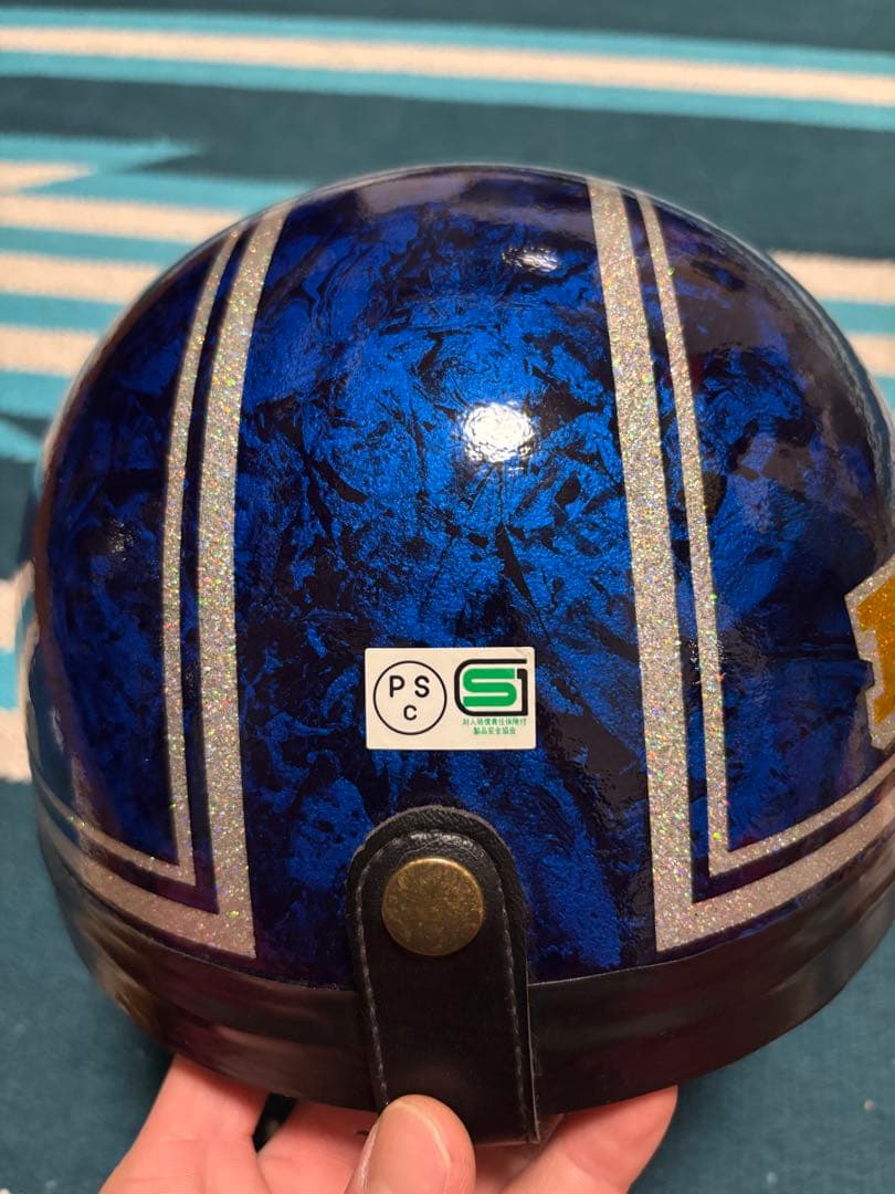 HONDA コルク半ヘルメット 青ラップ塗装