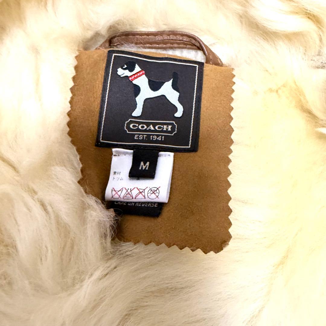 美品 COACH コーチ ポンチョ ムートン ファー ターンロック M アウター