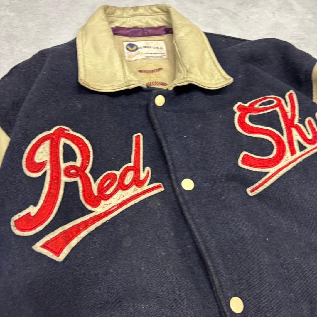 AVIREX RED SKY ウール × レザー スタジャン DM993