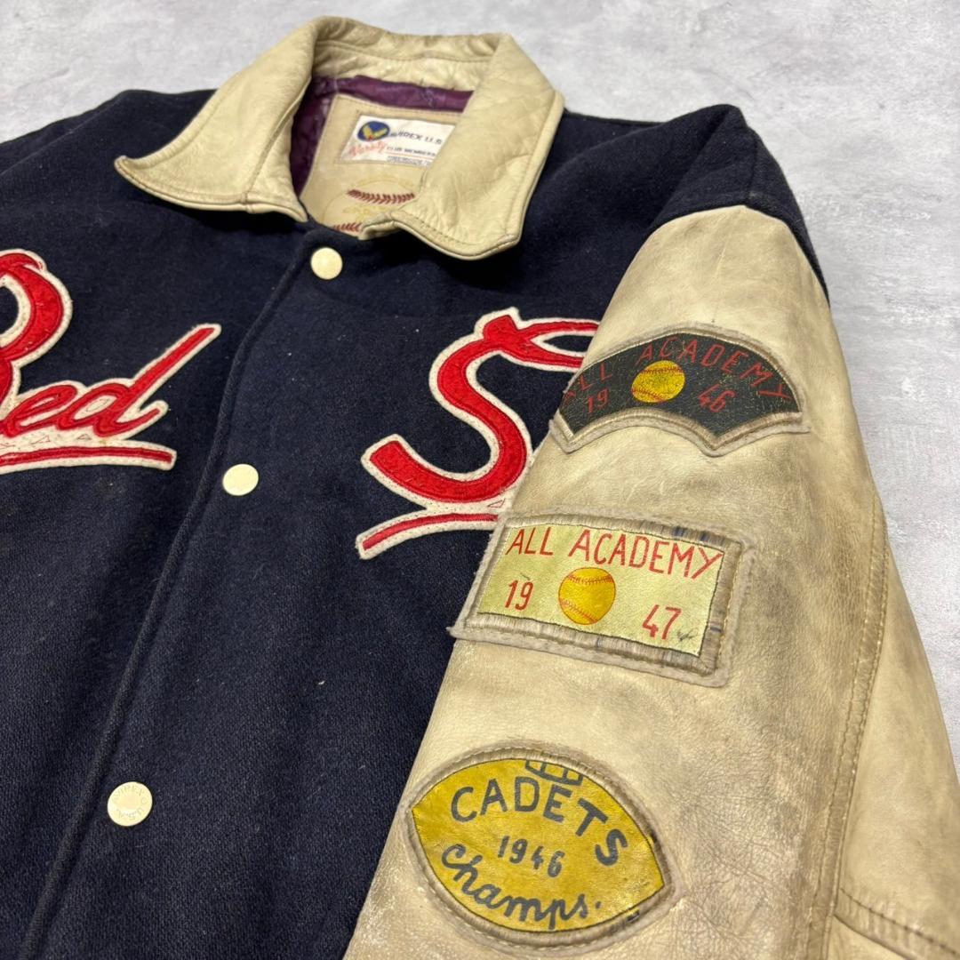 AVIREX RED SKY ウール × レザー スタジャン DM993