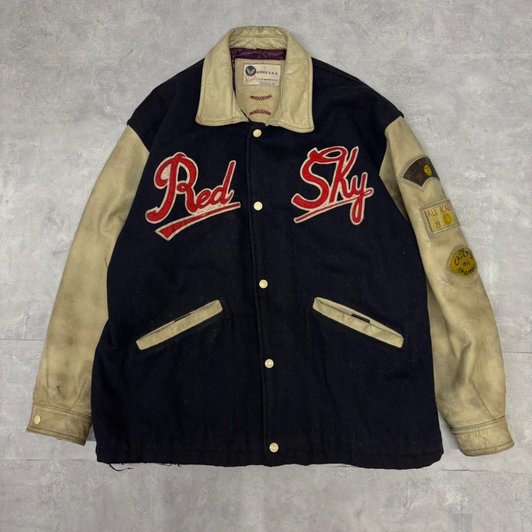 AVIREX RED SKY ウール × レザー スタジャン DM993