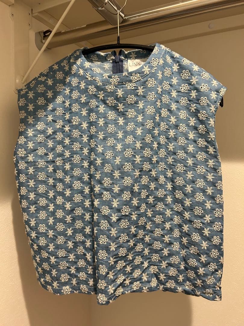 【nammi 】LINKABLE デニムエンブロイダリートップス(ブルー)