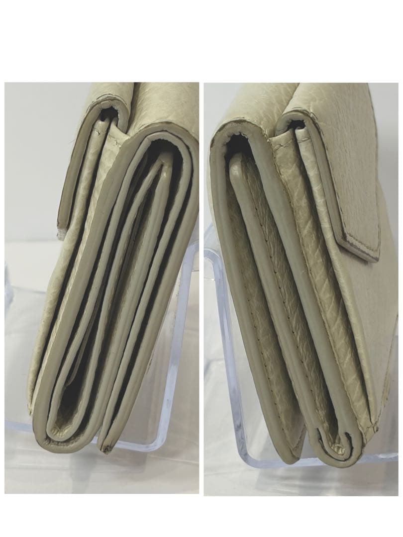 メゾンマルジェラ 11 レザー 三つ折り財布 4ステッチ アイボリー 付属品完備